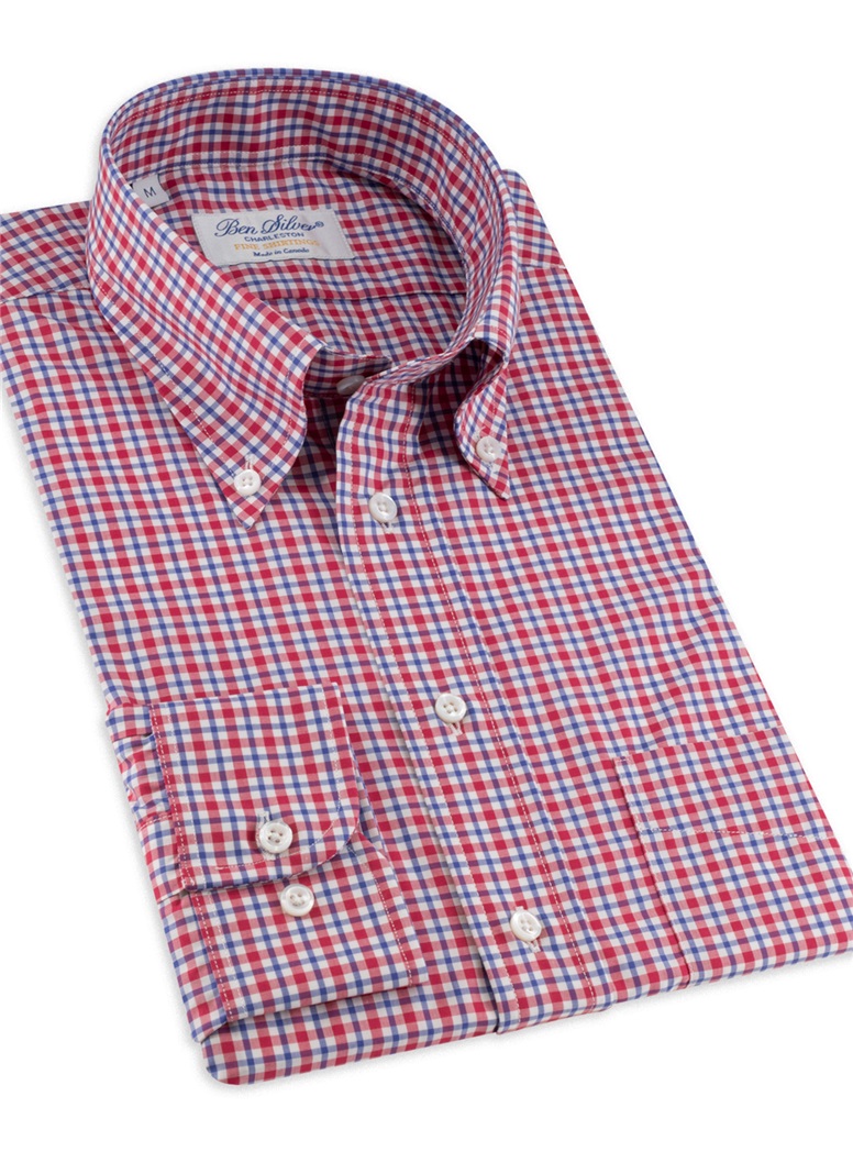Red, Blue, and White Check Button Down