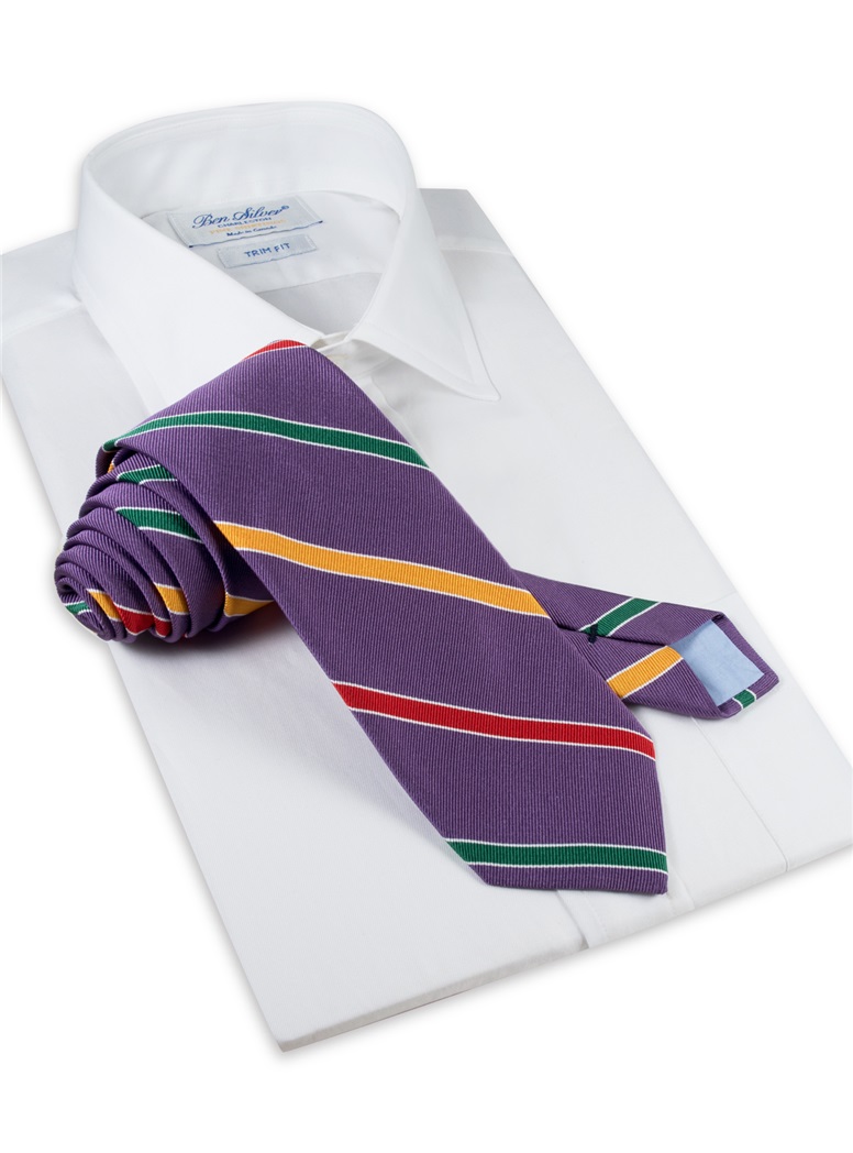 Silk Multi-Stripe Tie in Purple