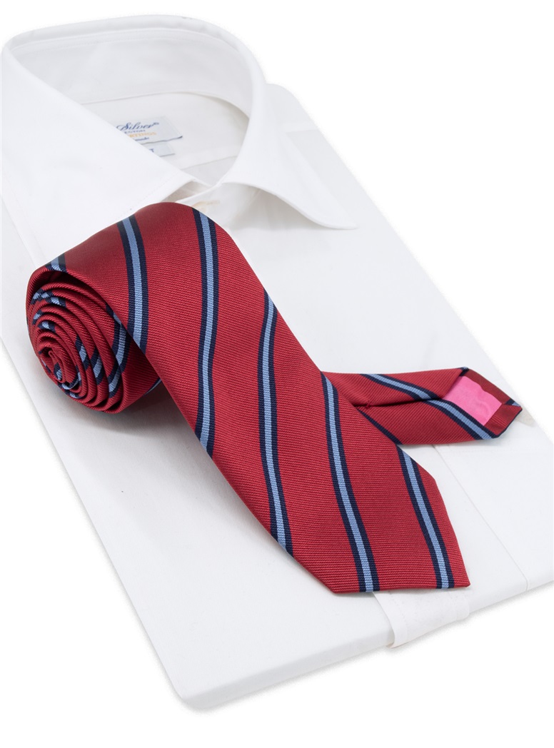 Silk Striped Tie in Rose