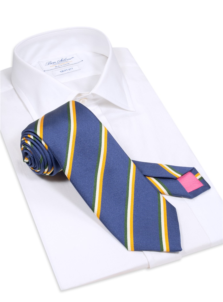 Silk Triple Stripe Tie in Royal