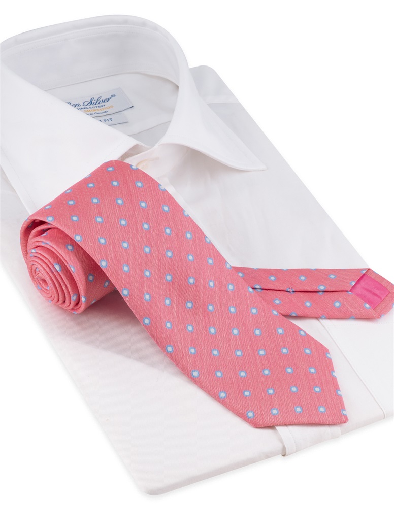 Silk and Linen Dot Tie in Rose