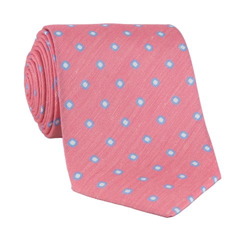 Silk and Linen Dot Tie in Rose