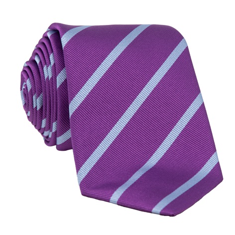 Silk Bar Striped Tie in Royal Purple