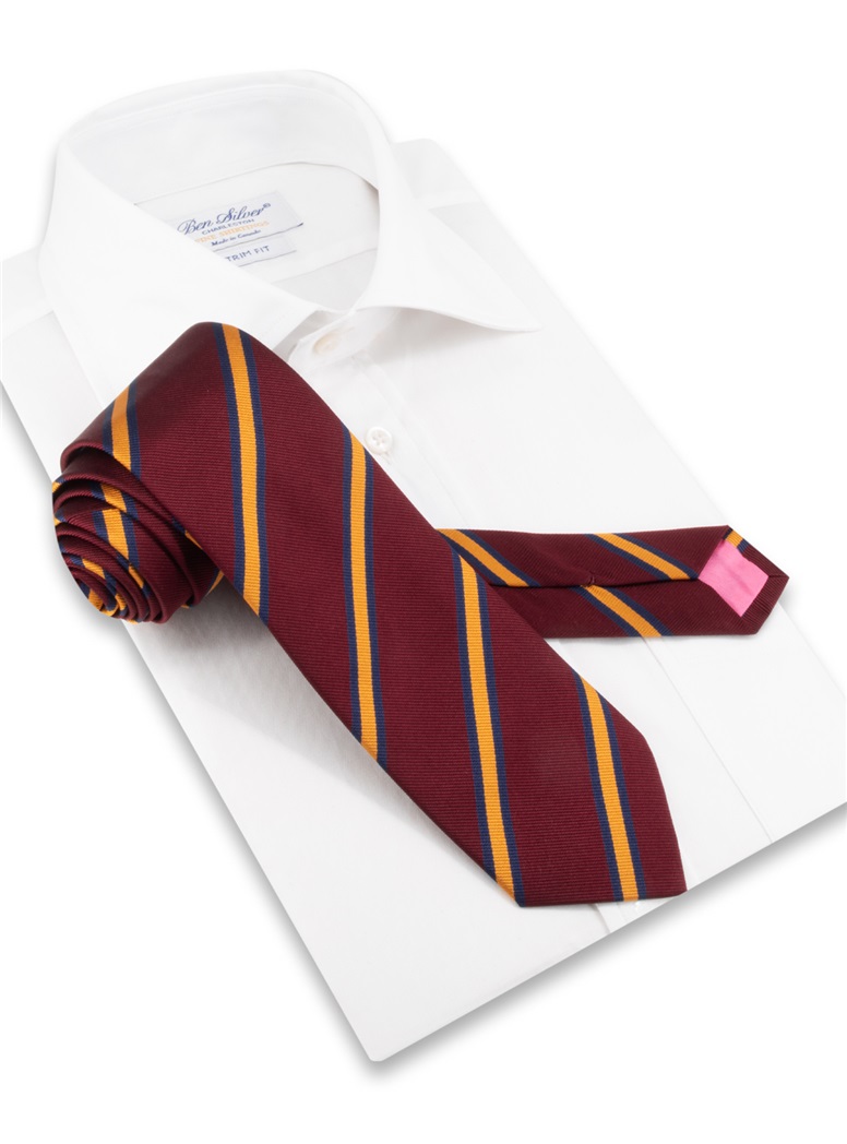 Silk Striped Tie in Burgundy