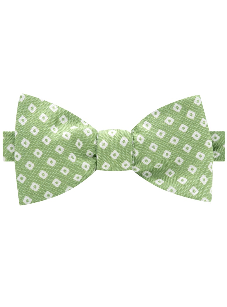 Silk and Linen Diamond Printed Bow Tie in Pistachio