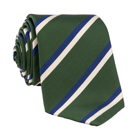 Mogador Silk Double Striped Tie in Forest