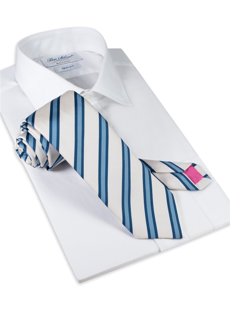 Mogador Striped Tie in White