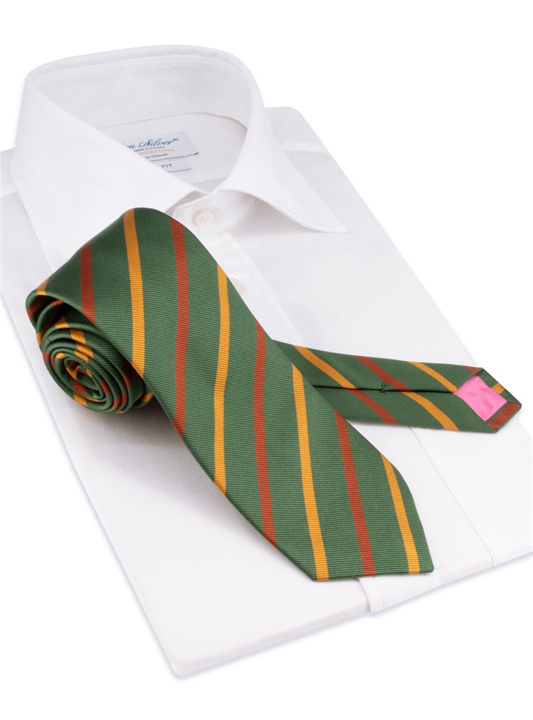 Silk Bar Stripe Tie in Fern