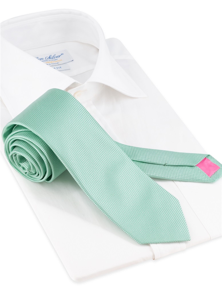 Silk Basketweave Tie in Aqua