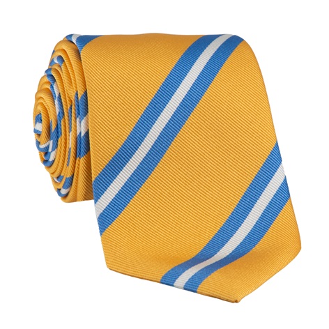 Silk Double Striped Tie in Yellow