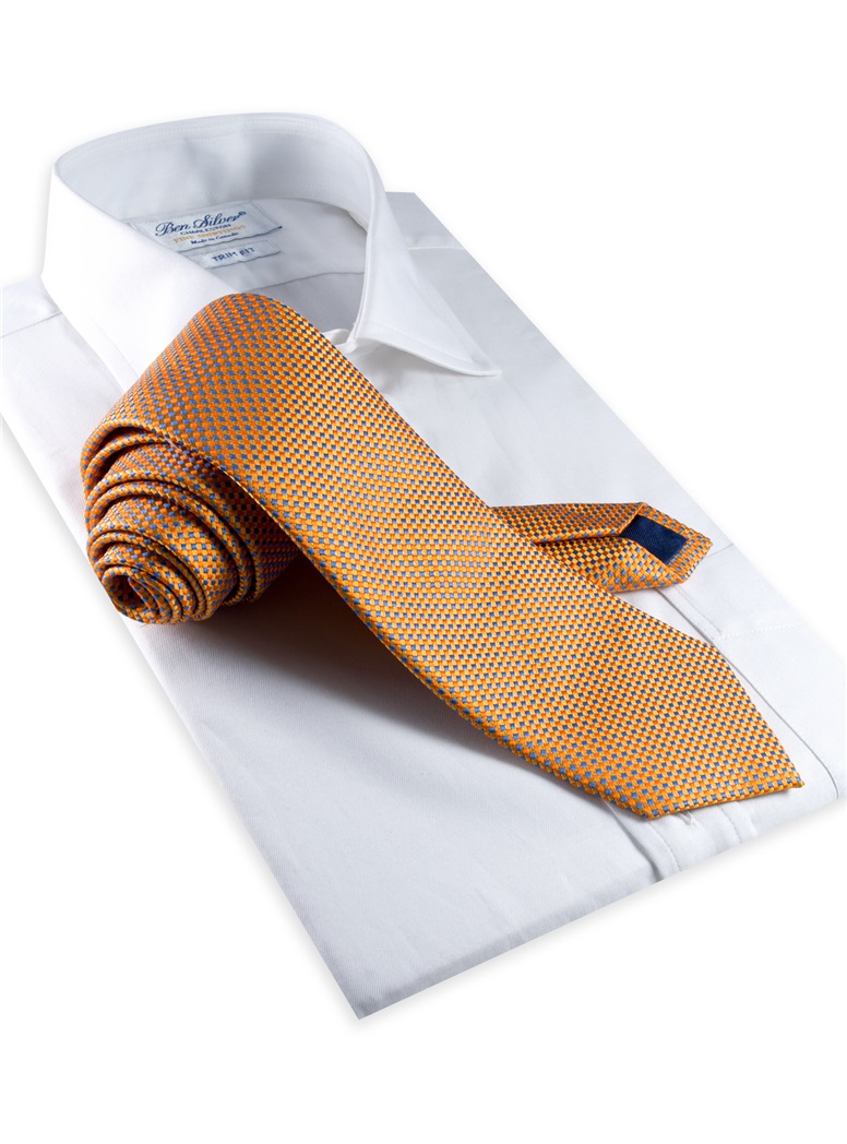 Basketweave Tie in Gold & Blue