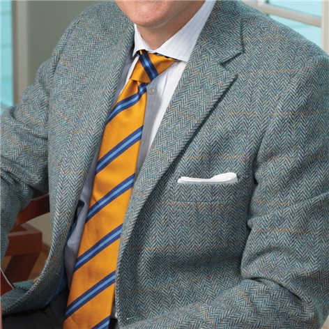 Blue Herringbone Harris Tweed Sport Coat