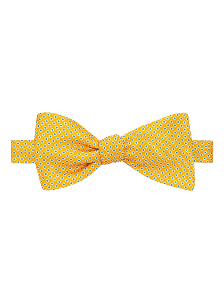 Silk Printed Dots Bow Tie in Marigold