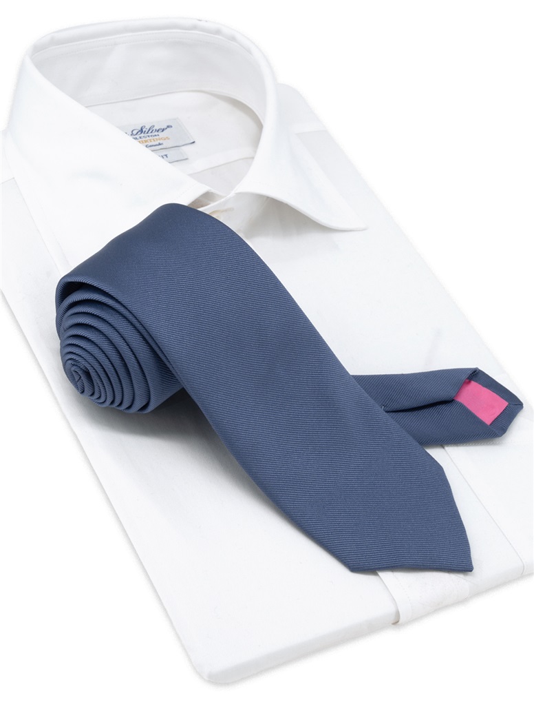 Silk Signature Solid Tie in Slate Blue