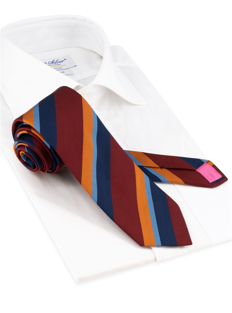Mogador Silk Striped Tie in Burgundy