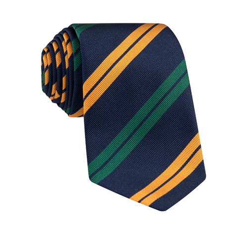 Silk Double Stripe Tie in Navy