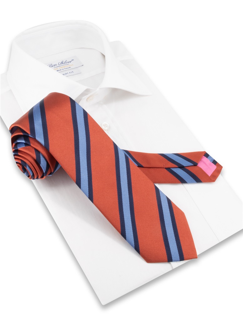 Silk Striped Tie in Copper