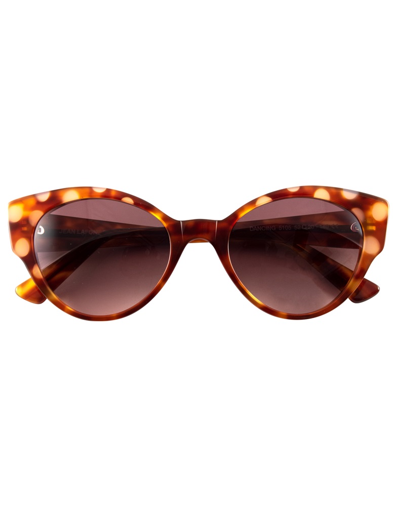 Cateye Sunglasses in Amber with Nude Dots