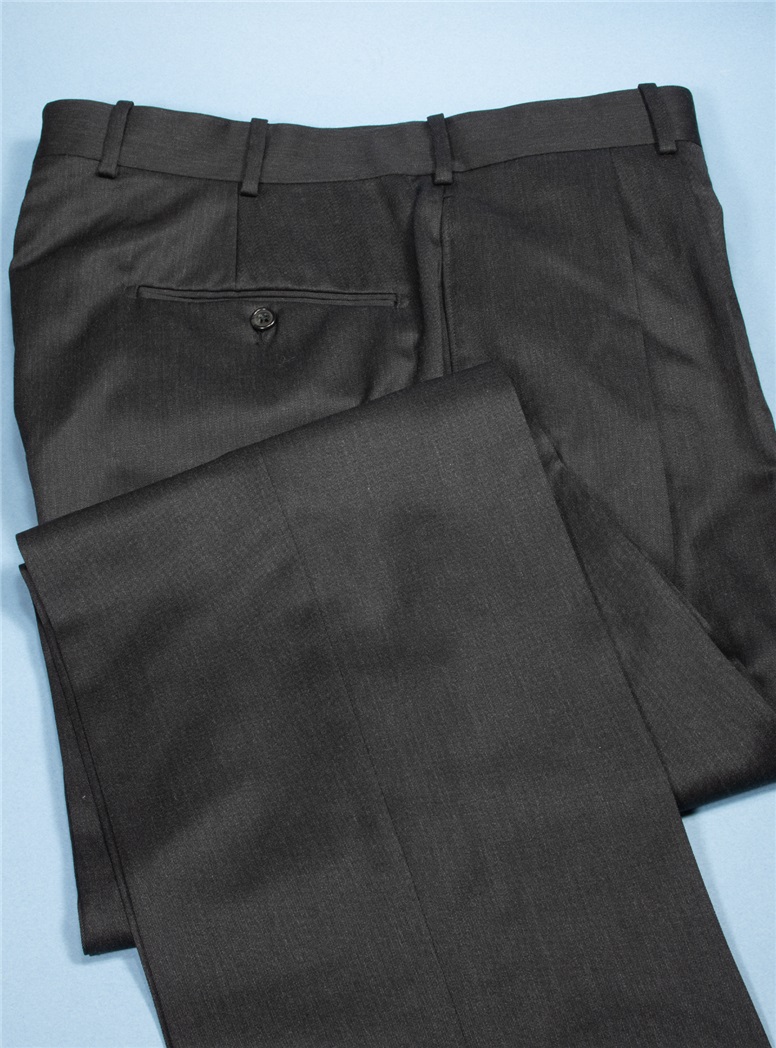 Charcoal Gabardine Forward Pleat Trouser - The Ben Silver Collection