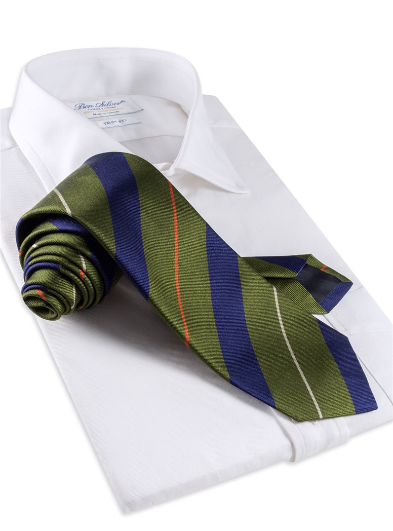 Silk Multi-Stripe Tie in Field and Marine