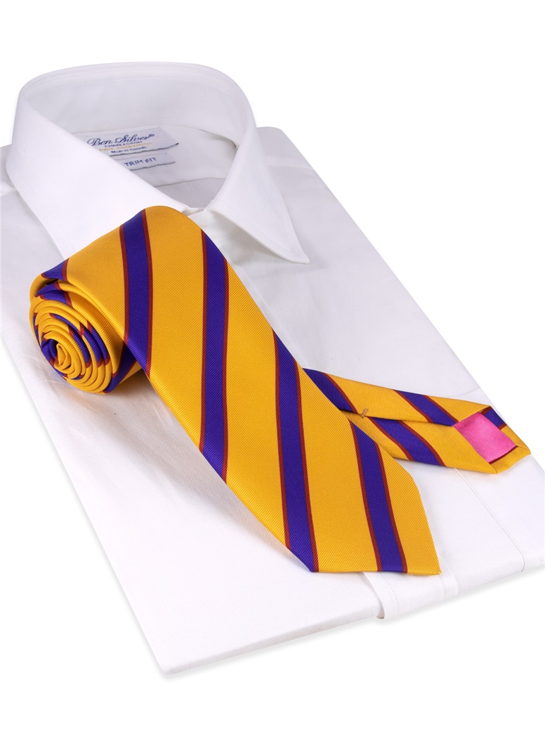Silk Striped Tie in Marigold