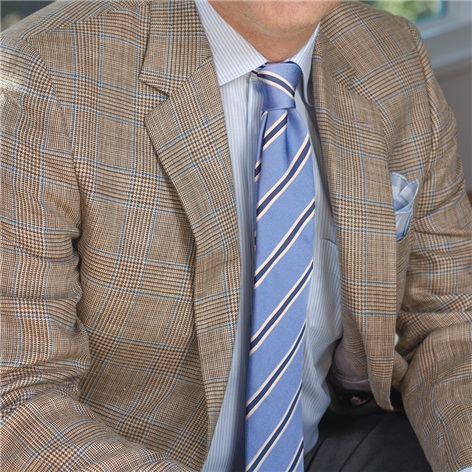Cream and Brown Glen Plaid Sport Coat with Blue Windowpane