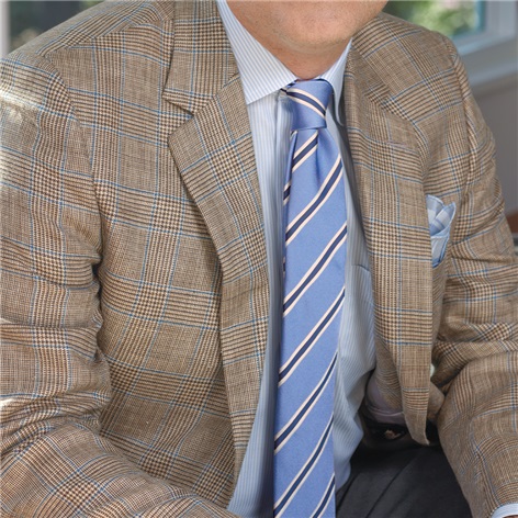 Cream and Brown Glen Plaid Sport Coat with Blue Windowpane