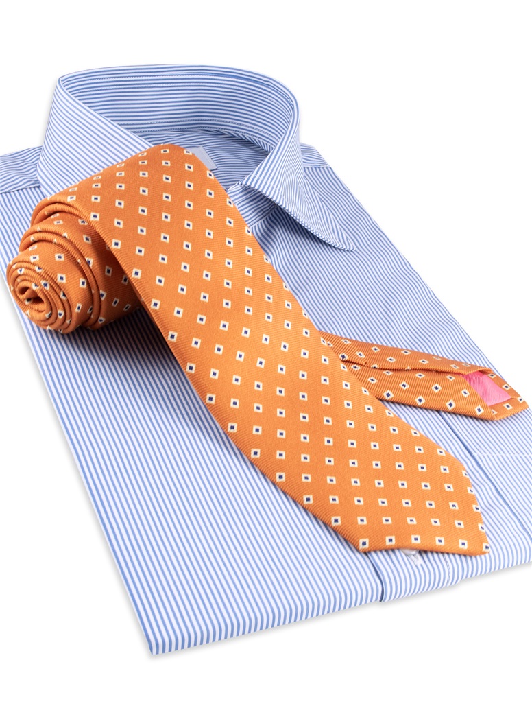 Diamond Printed Silk Tie in Oak