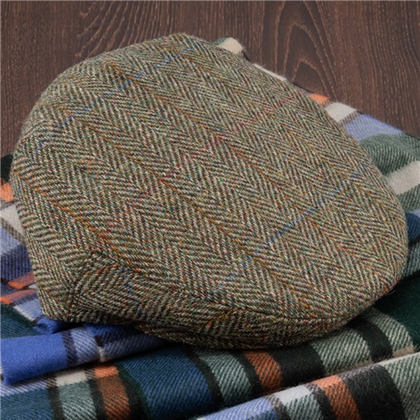 Olive Herringbone Wool Cap