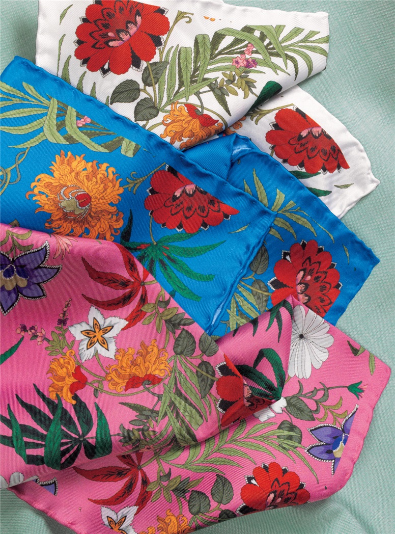 Silk Printed Floral Pocket Squares