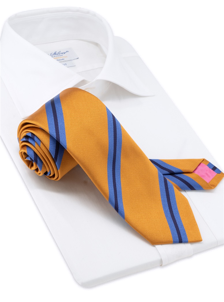 Silk Striped Tie in Gold