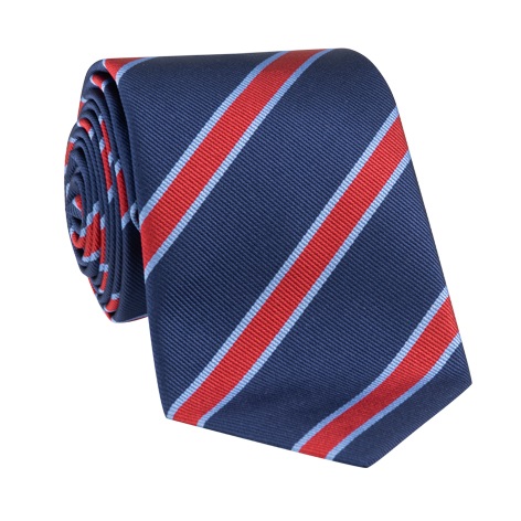 Silk Striped Tie in Navy