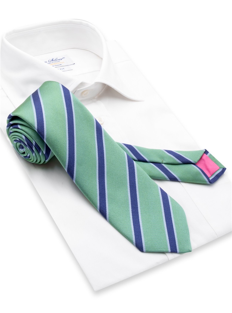 Silk Striped Tie in Sage