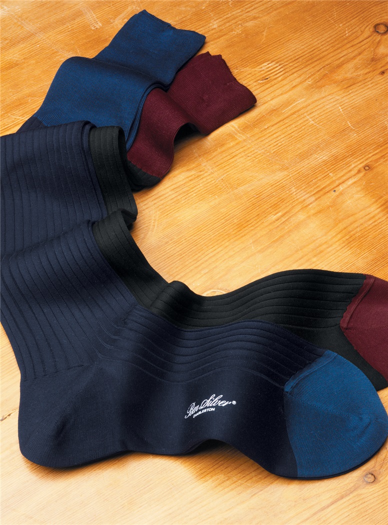 Two-Tone Ribbed Cotton Socks