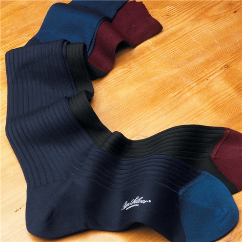 Two-Tone Ribbed Cotton Socks