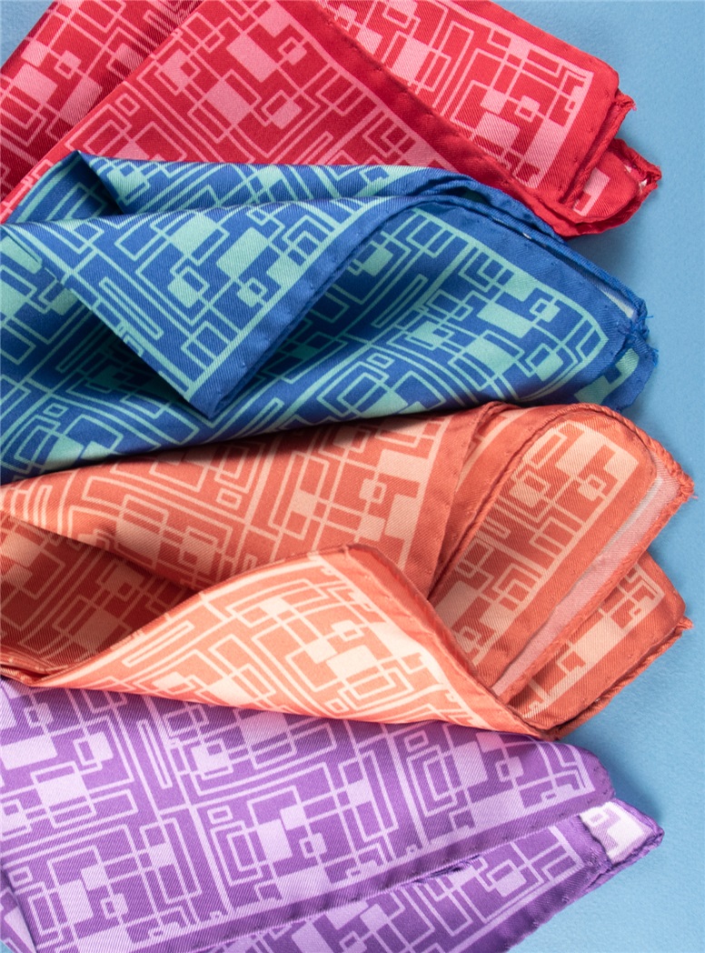 Silk Geometric Printed Pocket Squares