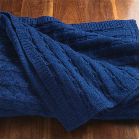 Cashmere Cable Knit Wrap in Marine