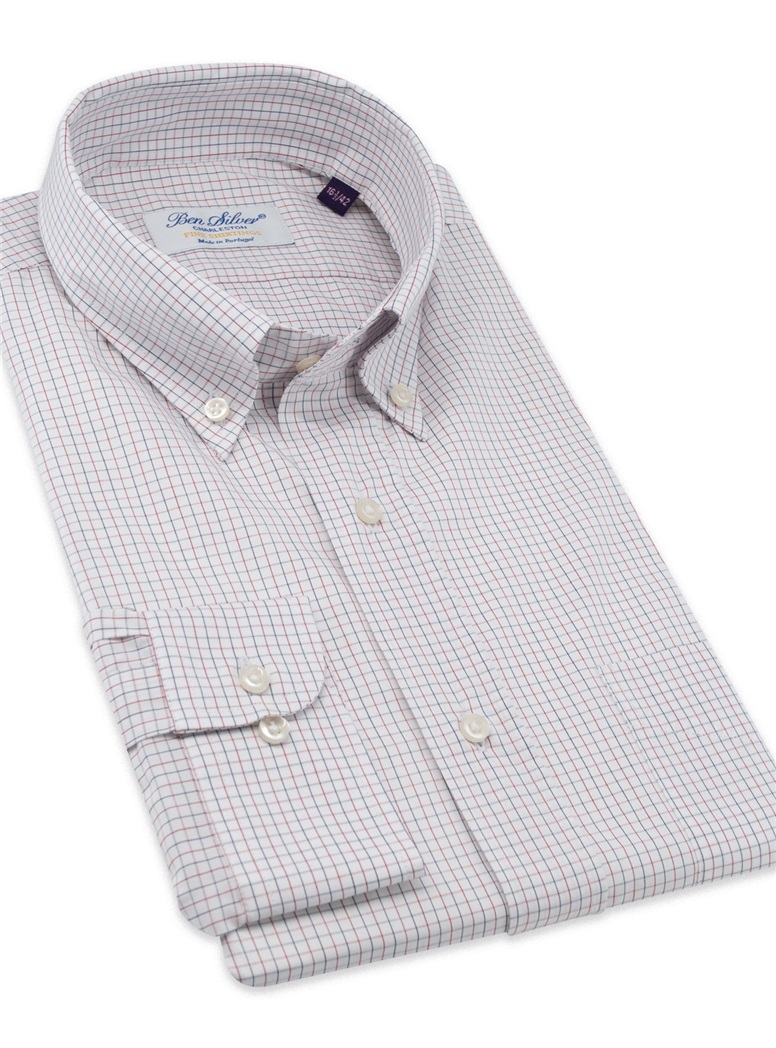 Red and Navy Check Button Down