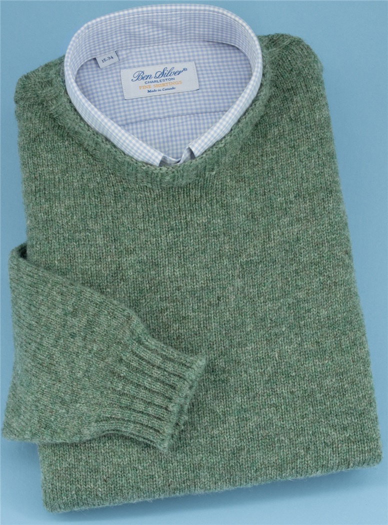 Shetland Crewneck Sweater in Laurel Green