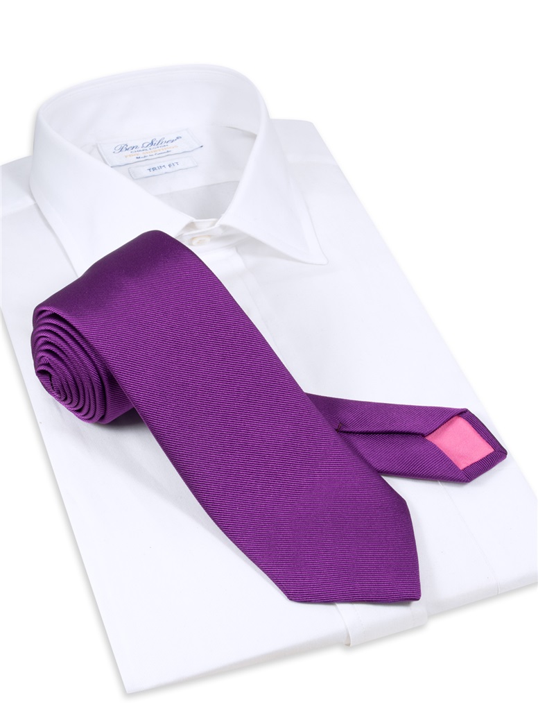 Silk Signature Solid Tie in Violet