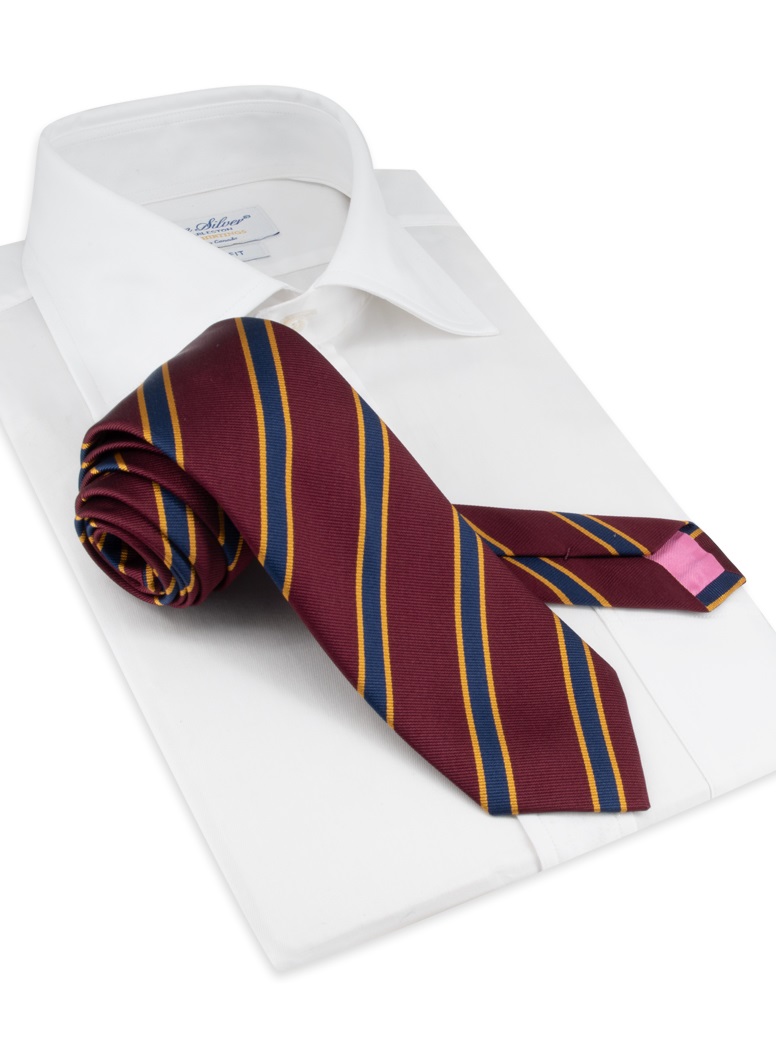 Silk Striped Tie in Wine
