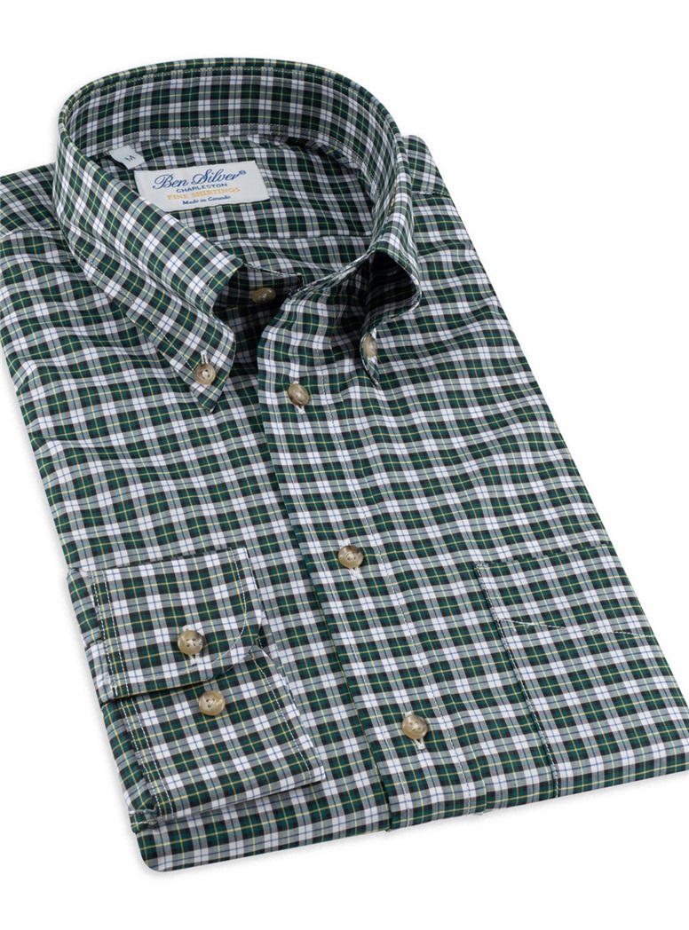 Green, Navy and Yellow Tartan Button Down