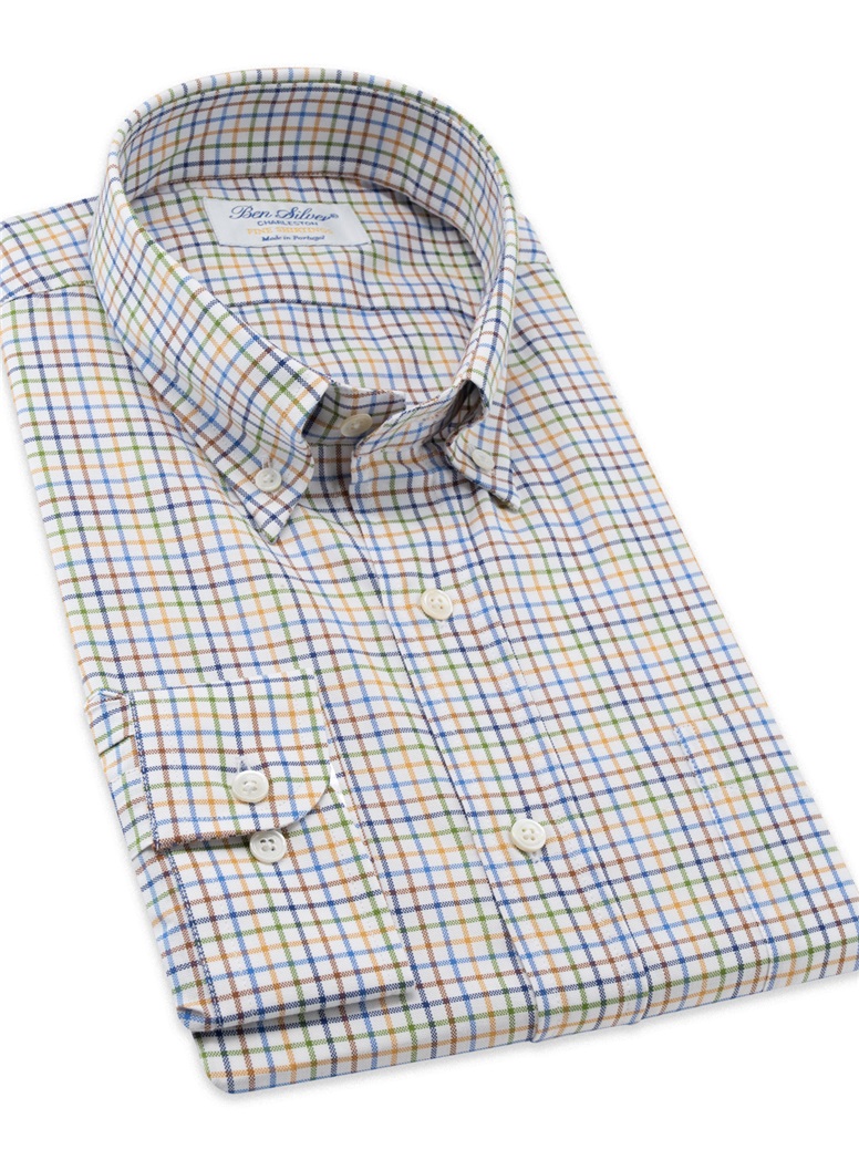 Green, Sky, and Navy Check Button Down