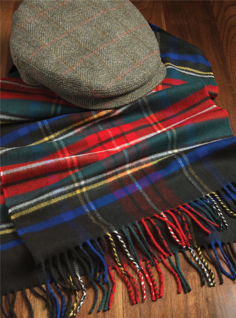 Black Stewart Tartan Wool Scarf