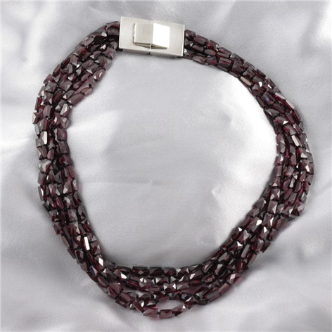 6 Strands Red Garnet Necklace