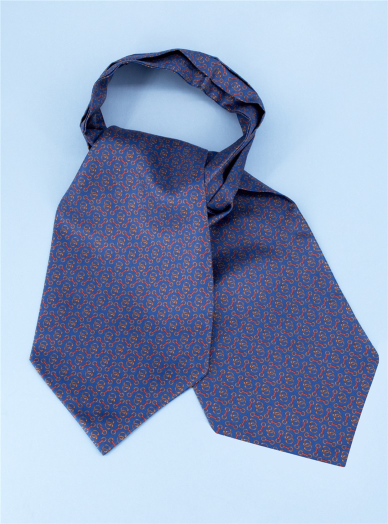 Silk Printed Ascot in Denim