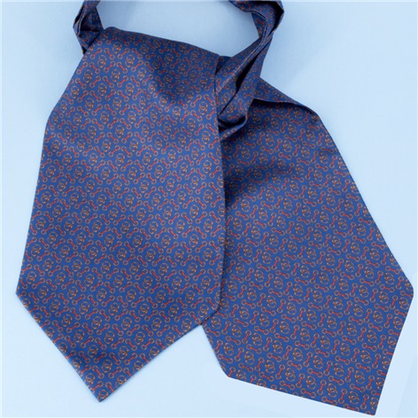 Silk Printed Ascot in Denim