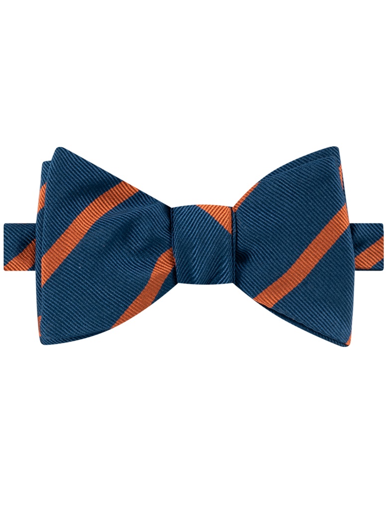 Silk Striped Bow Tie in Teal and Orange