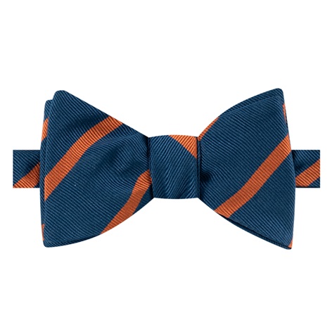 Silk Striped Bow Tie in Teal and Orange