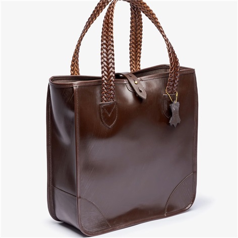 The Bodleian Bridle Leather Tote Bag in Dark Brown.